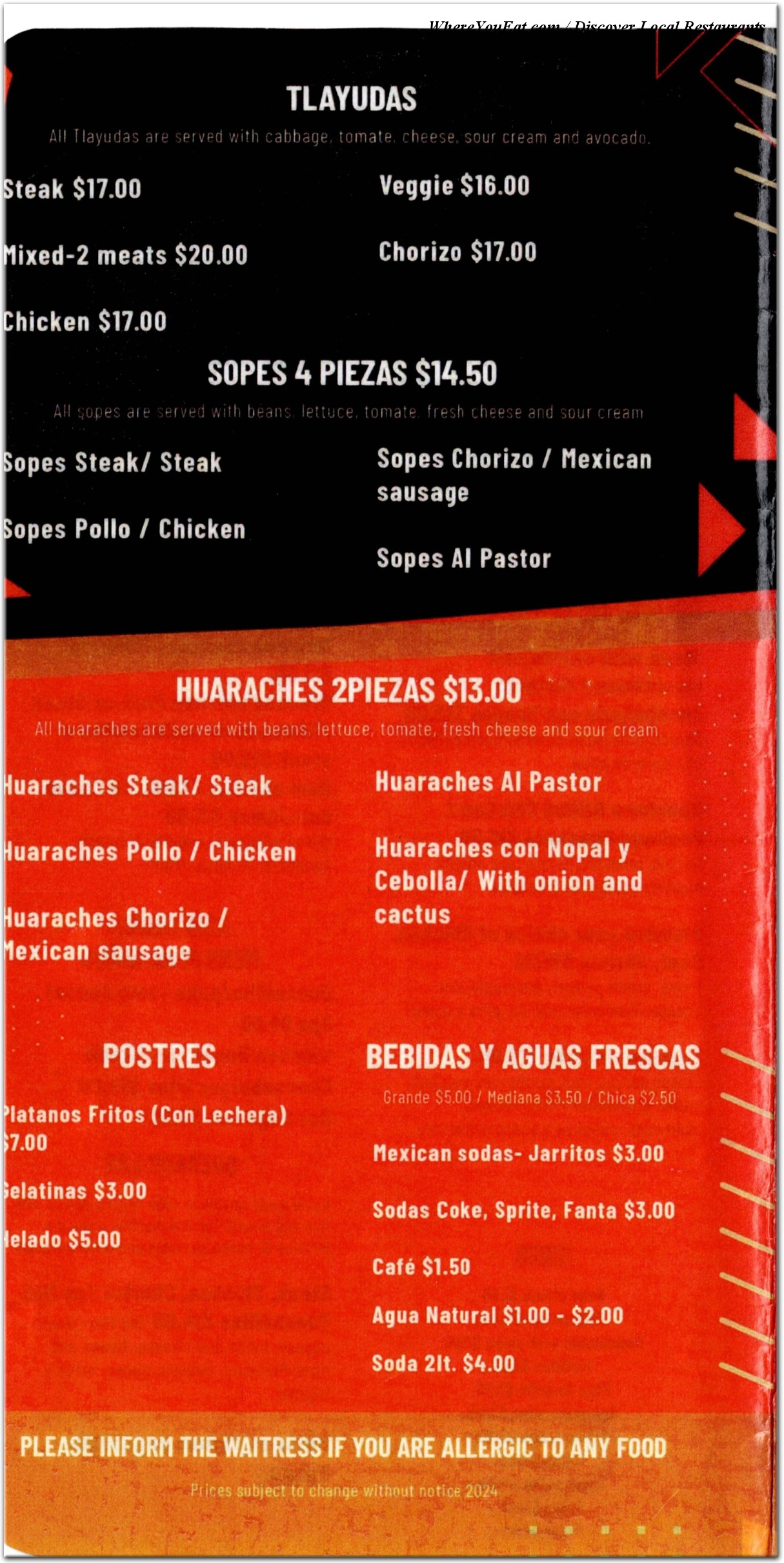 menu